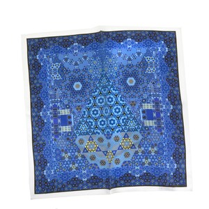 Small Blue Scarf, Galileo Silk Geometric Fractal Scarf 16 Square neckerchief for woman, gifts for her, purse scarf, wrist scarf image 4