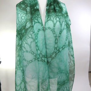 Long Silk Scarf Shawl, Scarves for Women, Unique scarves. Appreciation Gift for woman, Wings of Inspiration, Green Meditation shawl image 5