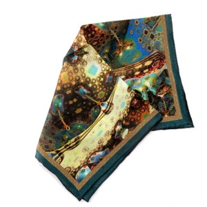 Small Silk Scarf, Dyson Sphere, 3D Fractal Square Neckerchief, science gifts for her, purse scarf image 7