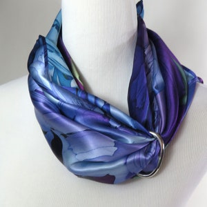 Violet 36 Square Scarf Silk for women, Gift for Wife, Thank You Gift, 3D Fractal Design image 2