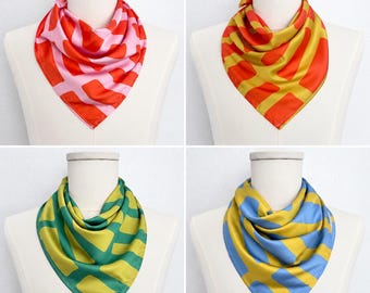 Brick House Scarf | Silky Vintage Inspired Hair Scarf | Bold Handmade Neck Tie | Dopamine Dressing Accessory | 4 Color Combos