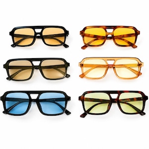 Retro Squared Aviator Sunglasses: UV400 Colored Lens Sunnies image 1