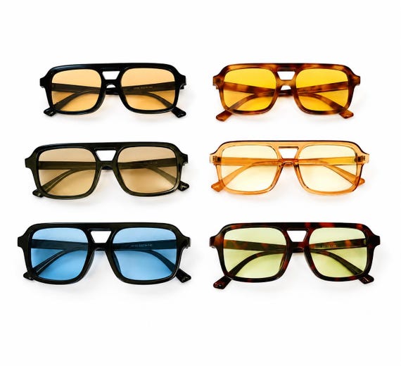 Retro Squared Aviator Sunglasses: UV400 Colored Lens Sunnies  display picture 2