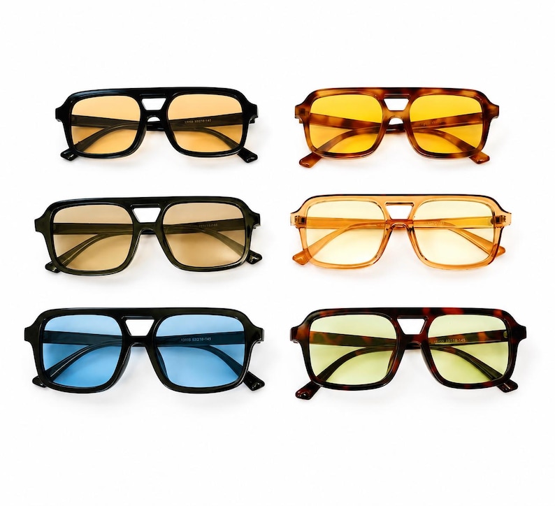 Retro Squared Aviator Sunglasses: UV400 Colored Lens Sunnies image 1
