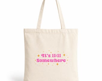 Retro Affirmation Tote Bag • Cosmic Canvas Manifestation Bag