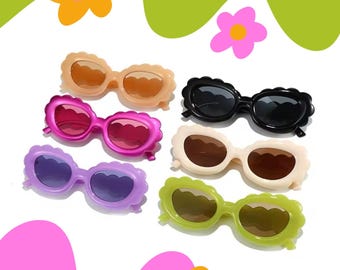 Retrobabe sunglasses; scalloped; y2k cloud statement glasses; colorful; festival fashion; groovy