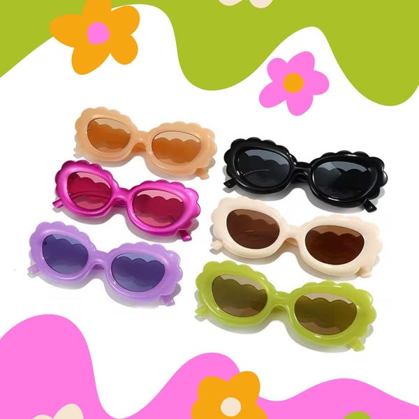 Retrobabe sunglasses; scalloped; y2k cloud statement glasses; colorful; festival fashion; groovy