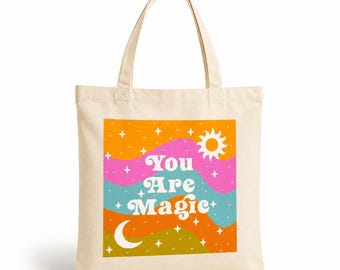 You Are Magic Affirmation Tote Bag • Cosmic Canvas Manifestation Bag