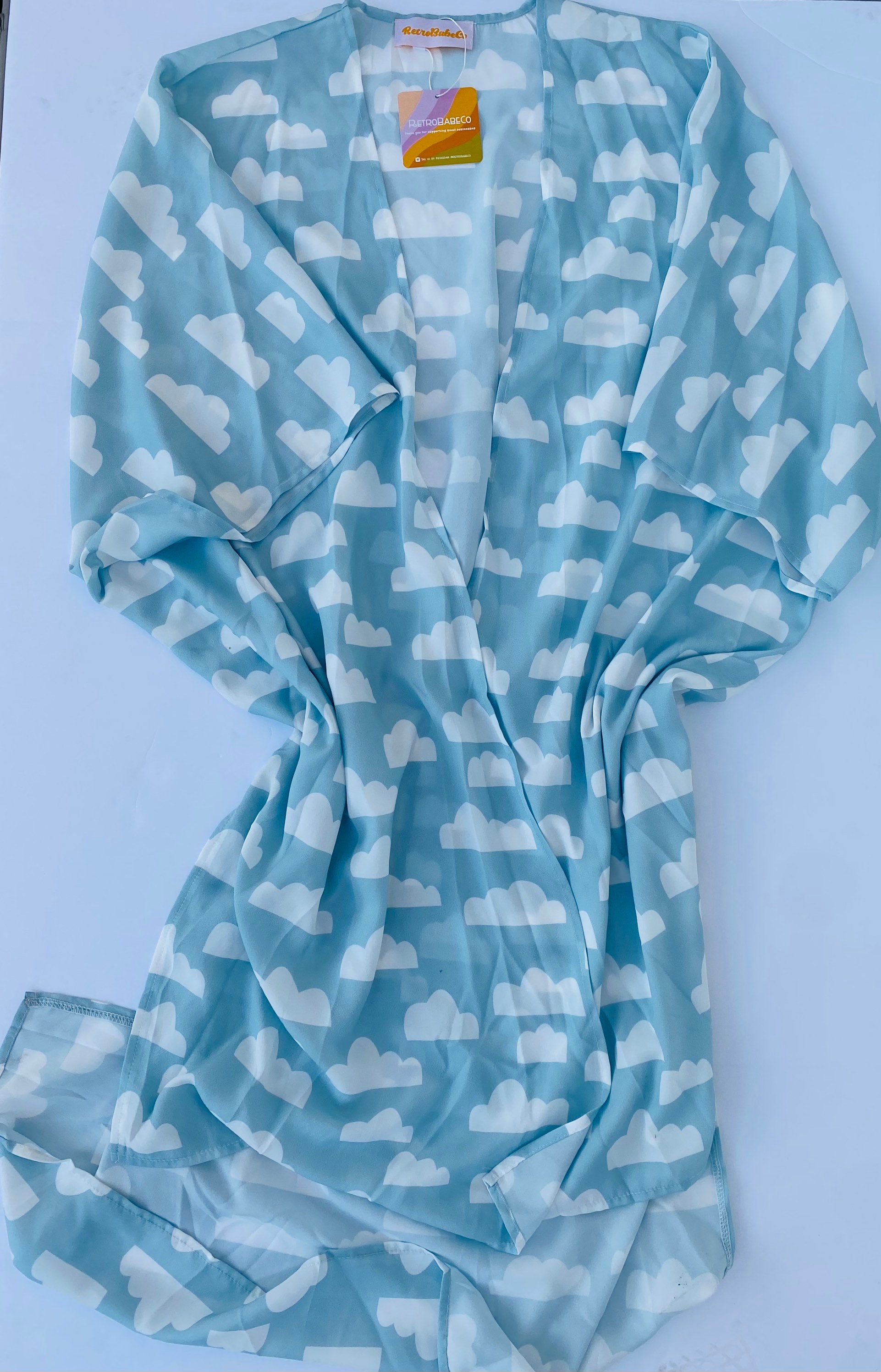 blue cloud dressing gown Cloud Cotton Robe in Lagoon Size XS main image 0