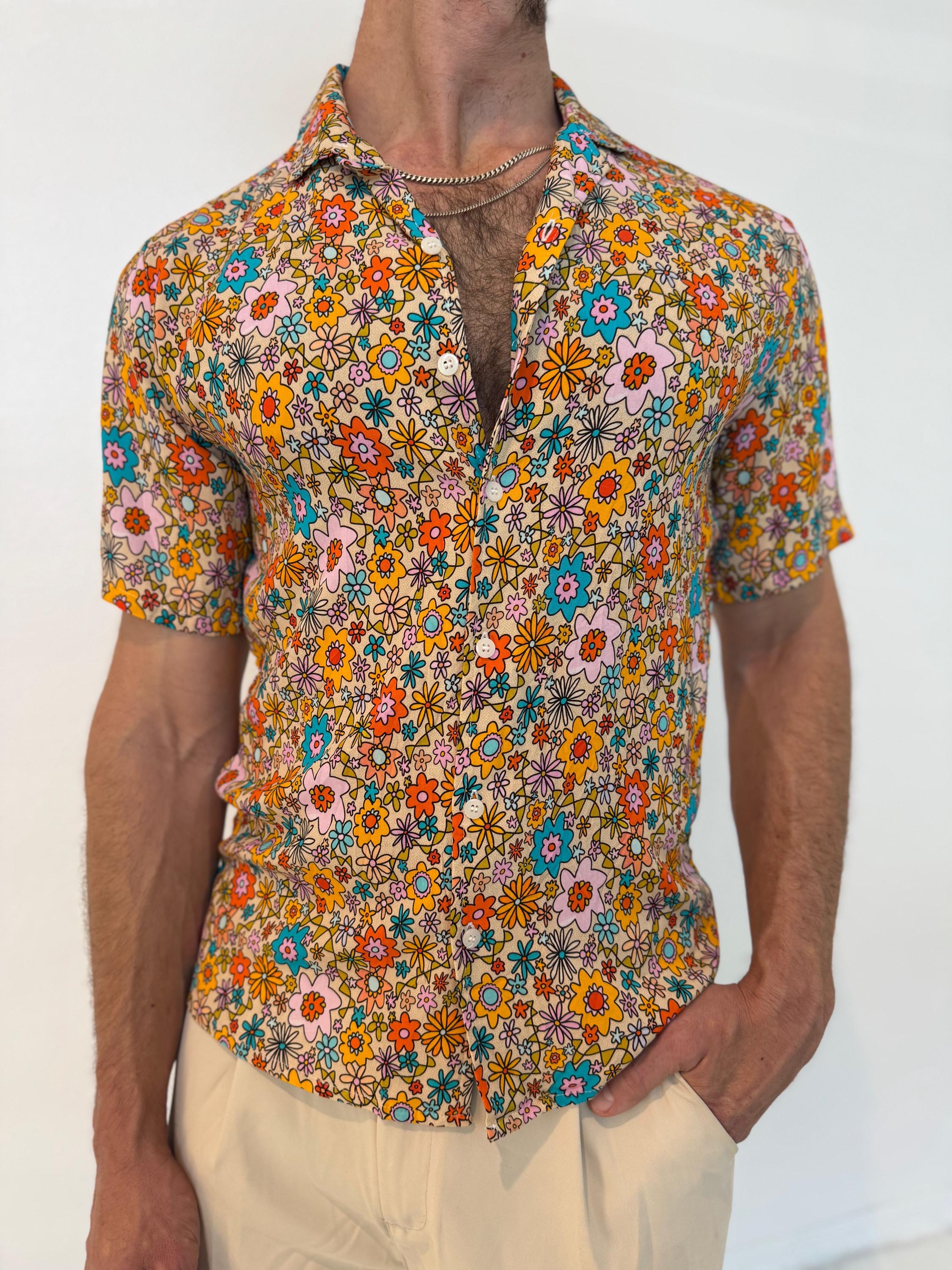 Retro Floral Rayon Button-down Shirt: Unisex Vacation Wear - Etsy