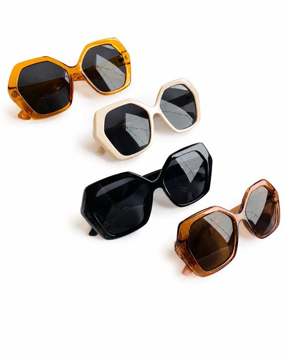 Hexagon Sunglasses; Oversized Sunglasses Orange Black Brown  display picture 1
