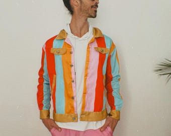 Retro Colorblock Men’s Jacket | Statement Streetwear | Handmade