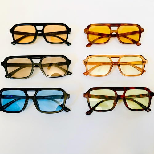 Gold Frame Vintage Woodgrain Blue Tint Lens Men's Fashion Pilot Sunglasses Gold Frame Vintage Woodgrain Blue Tint Lens Men's Fashion Pilot Sunglasses