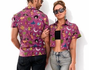 Hulaween Crop Top: Halloween Festival Shirt, Recycled Fabric
