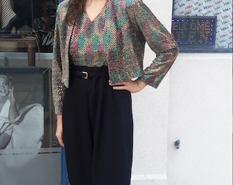 1970's Jump Suit with Gold Sequins and Jacket