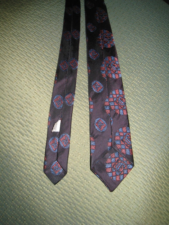 1950s Vintage Black Patterned Necktie - image 4