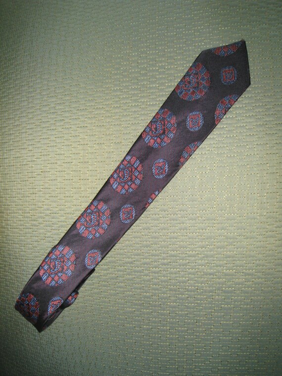 1950s Vintage Black Patterned Necktie - image 3
