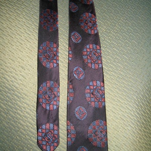 1950s Vintage Black Patterned Necktie