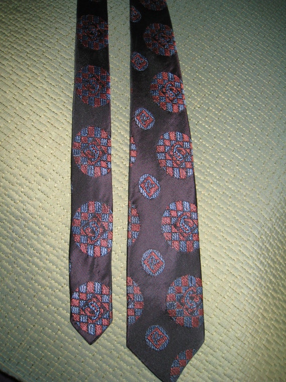 1950s Vintage Black Patterned Necktie - image 1