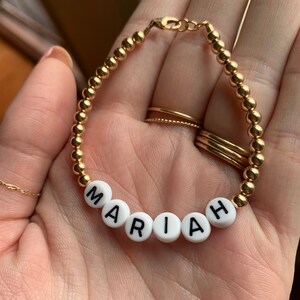 Black letters on white beads WITHOUT 3mm metallics between