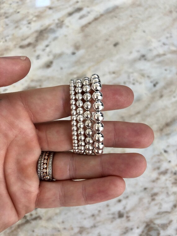 925 Sterling Silver Filled 5mm Beaded Bracelet - Etsy