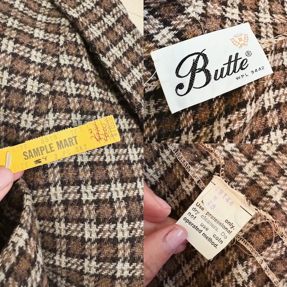 Late 1950s Butte Wool Plaid Suit / Two Piece Brow… - image 4