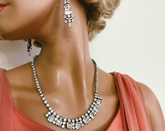 1950er Jahre Strass Collier & Ohrhänger Set