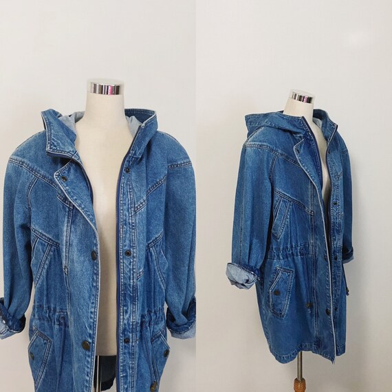 1980s Hooded Jean Jacket - Large/Xlarge