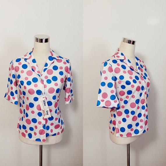 1960s Deadstock Polka dot Cotton Blouse