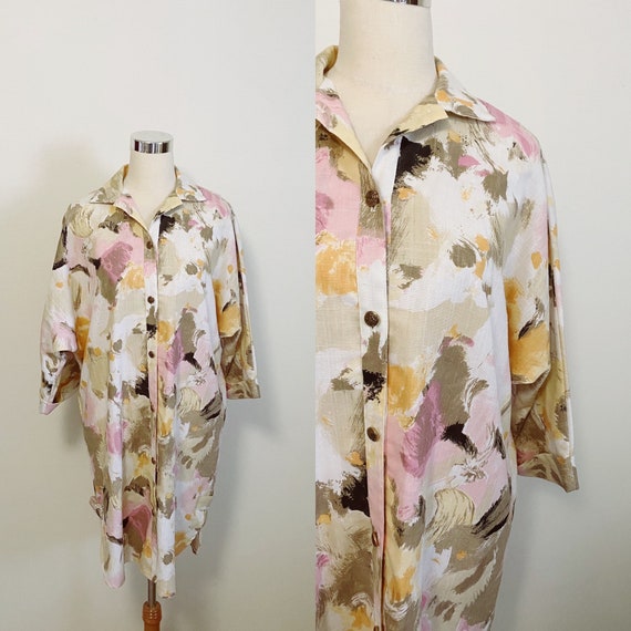 1980s Abstract Painting Smock Dress