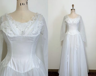 1950s Princess Chiffon Wedding Dress 26” waist