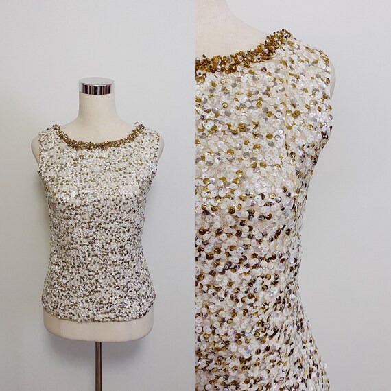 Vintage 1950s Hudson's Bay Sequin Top Size Medium