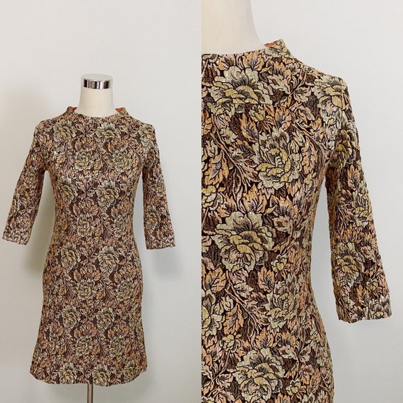 1960s Metallic Brocade Cocktail Dress