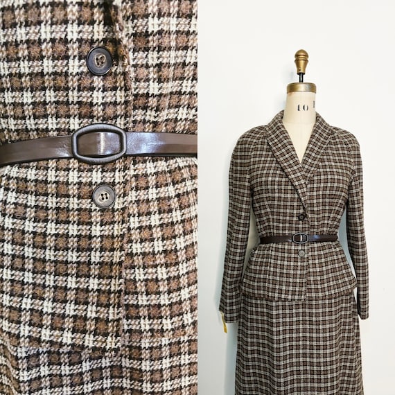Late 1950s Butte Wool Plaid Suit / Two Piece Brow… - image 3