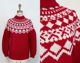 1960s Handmade Wool Fair Isle Sweater Size M/L
