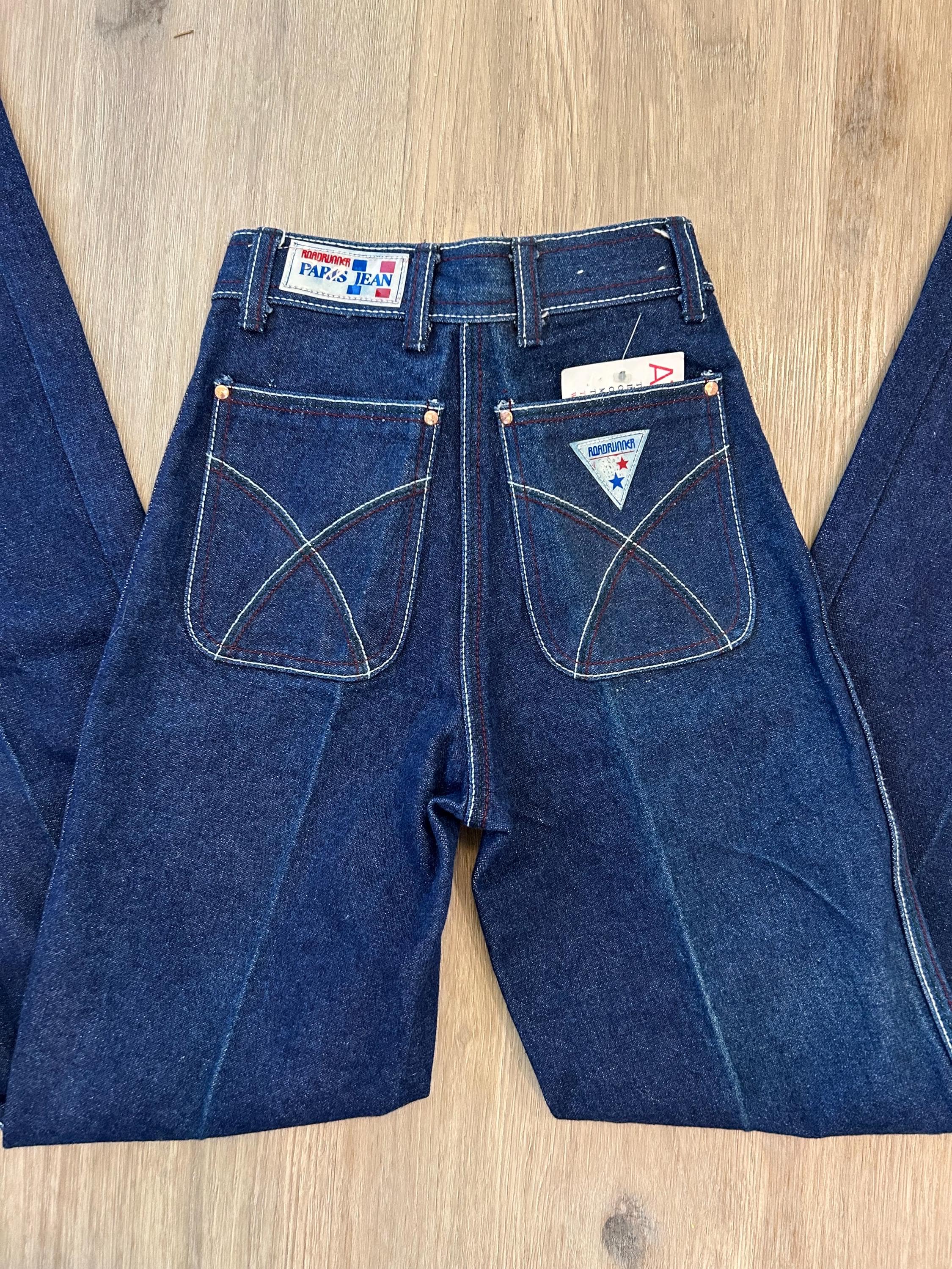 1970s Roadrunner Paris Youth Jeans Size 8-10 Deadstock Made in Hong Kong 21" Waist 35" Inseam Vintage Kids Denim