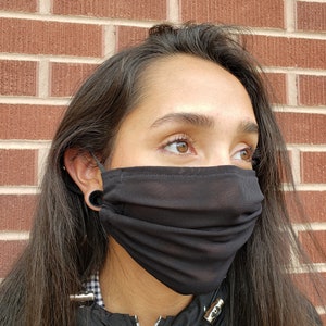 Thin face covering sheer mesh black