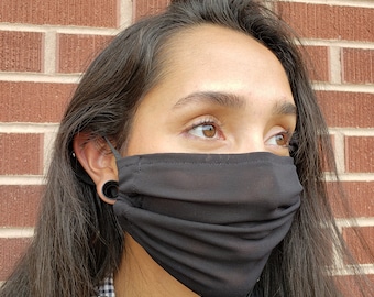 Thin face covering sheer mesh black