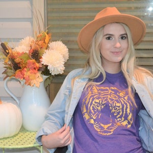 Metallic Tiger shirt / Louisiana State University Tee / Baton Rouge LA Tee