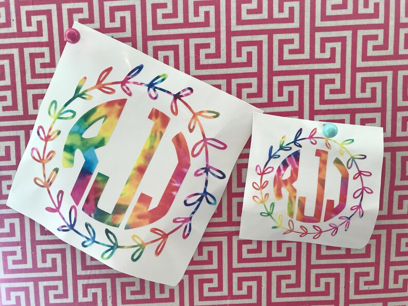 Rlj Script Monogram Tie Dye Monogram Decal - Etsy