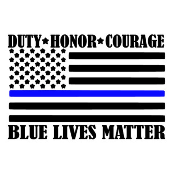 Blue Lives Matter Americal Flag Decal, Police Officer Decal, Duty Honor Courage