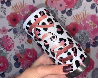 Leopard Skinny Can Cooler Personalized / Slim Can /  Custom Gift