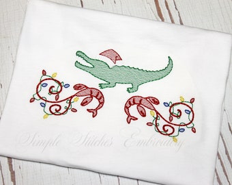 Alligator Christmas Shirt, Louisiana Christmas Shirt, Louisiana Crawfish Shirt