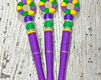 Mardi Gras Pen, Cake Pen, Mardi Gras Ink Pen, Mardi Gras gift, King Cake Pen