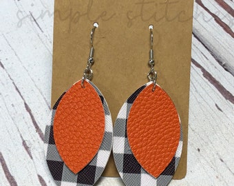 Fall Earrings, Fall Faux Leather Earrings