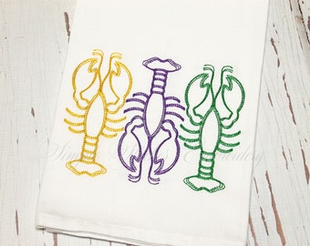 Mardi Gras Crawfish Kitchen Towel, Louisiana Mardi Gras Towel, Mardi Gras Kitchen Towel