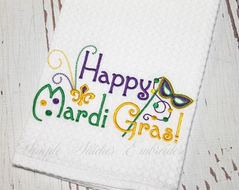 Happy Mardi Gras Towel, Mardi Gras Towel, Mardi Gras Kitchen Towel