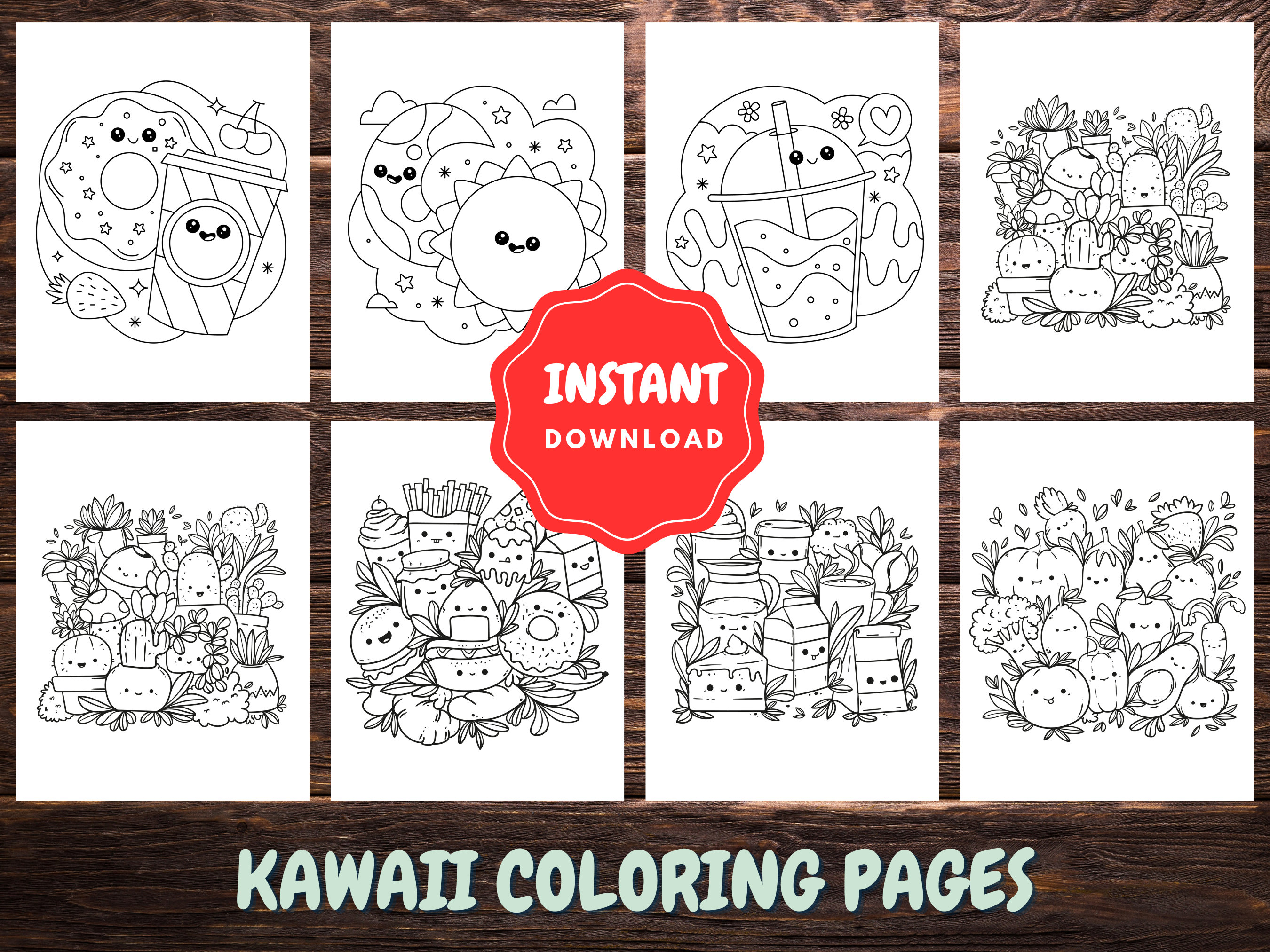 Coloring Pages for Kids | Kawaii Coloring Book Digital Download Pdf