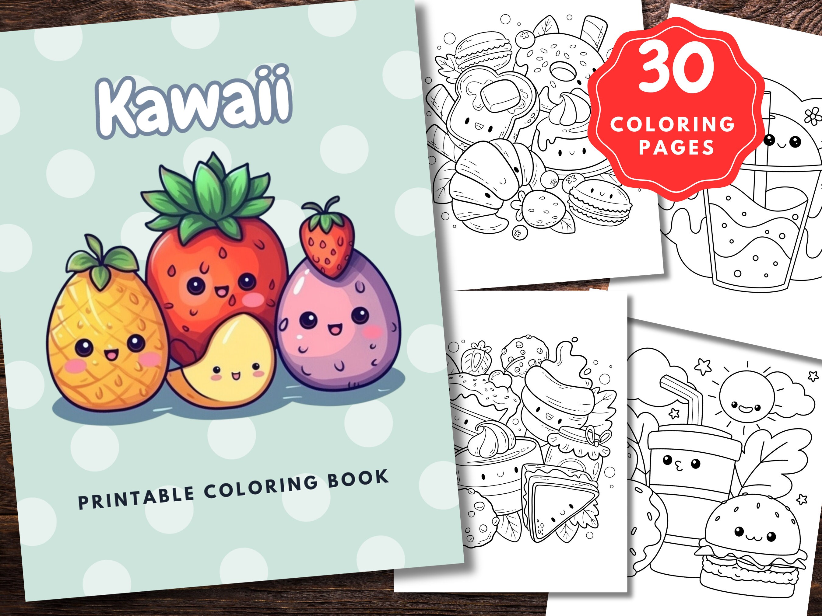 Coloring Pages for Kids Kawaii Coloring Book Digital Download Pdf Cute ...