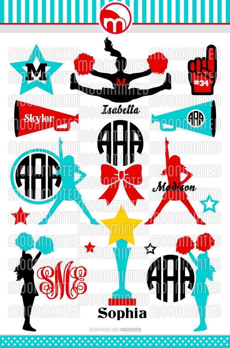 Download Cheer SVG Cut Files Monogram Frames for Vinyl Cutters | Etsy